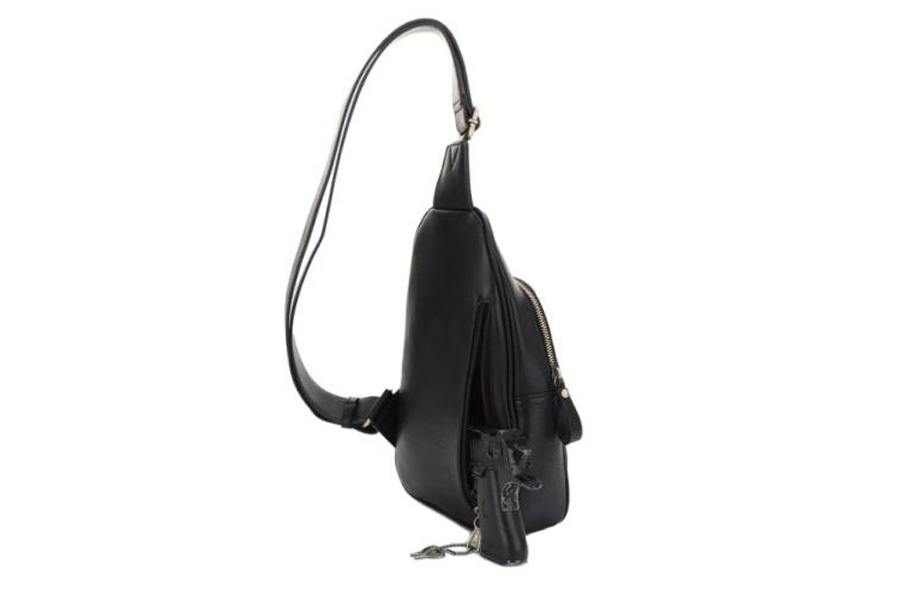 Jessie And James Jessie and James Jeannie Concealed Carry Lock and Key Sling Shoulder Backpack, Black